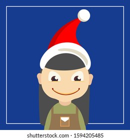 the woman wearing the Santa Claus hat is smiling broadly, the third version
