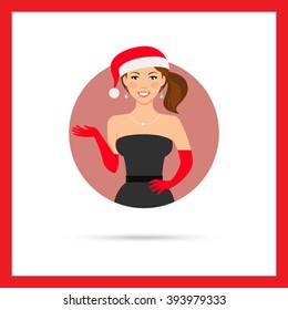 Woman wearing Santa hat and gloves