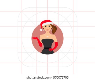 Woman wearing Santa hat and gloves