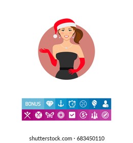 Woman wearing Santa hat and gloves