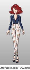 Woman wearing shirt and pants illustration