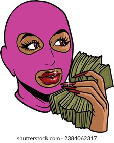 Woman Wearing Ski Mask
Money
Cash
Dollar Currency
Hustler Winter Hat
Stack Of Money
gangster
 theft
 cold
 season
 recreation
 burglar
Pink Ski Mask
criminal
 knitted
 activity
 mafia
 hijacker