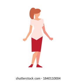 woman wearing skirt standing character vector illustration isolated icon