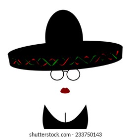 woman wearing sombrero and wire frame glasses