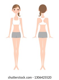 A woman wearing a sports bra facing front and back svg