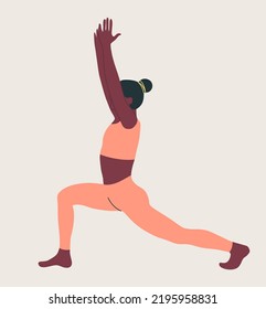 Woman wearing sportswear doing Yoga. Young slim girl doing yoga. Hand drawn colored Vector illustration. Weight Loss. Health care and lifestyle concept. Female yoga.