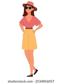 woman wearing spring clothes isolated