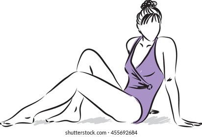 woman wearing swimming suit illustration