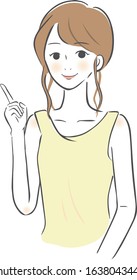 
A woman wearing a tank top explaining points