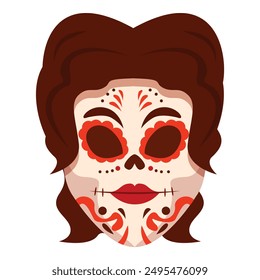 Woman wearing traditional calavera catrina makeup for day of the dead celebration in mexico