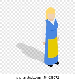 Woman wearing in traditional swedish national costume isometric icon 3d on a transparent background vector illustration