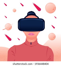 Woman wearing virtual reality google.