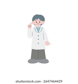 A woman wearing a white coat giving a guide