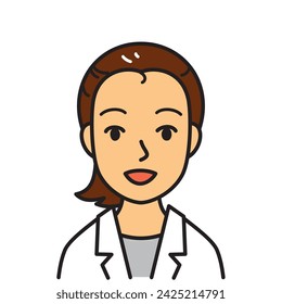 woman wearing  white coat, vector, illustration