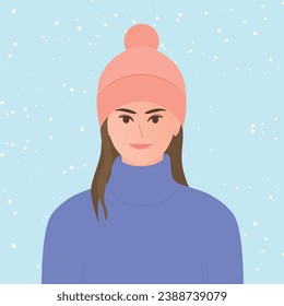 woman wearing winter cap- vector illustration