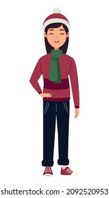 woman wearing winter clothes character