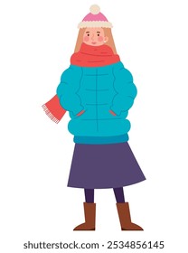 woman wearing winter clothes isolated