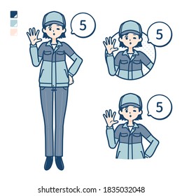 A woman wearing workwear with Counting as 5 images.
It's vector art so it's easy to edit.
