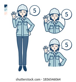 A woman wearing workwear with Counting as 5 images.
It's vector art so it's easy to edit.
