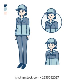 A woman wearing workwear with Looking sideways images.
It's vector art so it's easy to edit.
