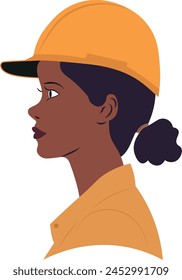 A woman wearing a yellow helmet. Female engineer concept