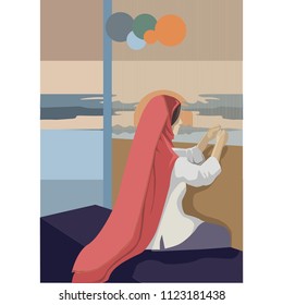 Woman weaving carpet 