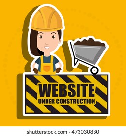woman website under construction avatar vector illustration design