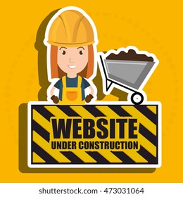 woman website under construction avatar vector illustration design