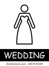 Woman in wedding dress, wife icon. Beauty, outfit, girl, silhouette, simplicity, solemnity and celebration. The concept of marriage, a fateful decision.