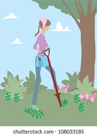 Woman Weeding
