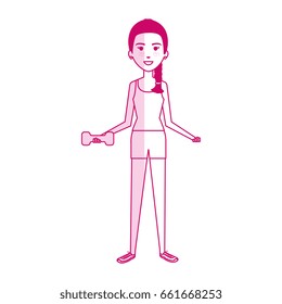 woman weight lifting with sport wear