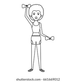 woman weight lifting with sport wear