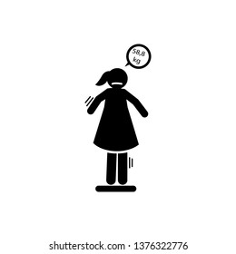 Woman weight problem icon. Element of negative character traits icon. Premium quality graphic design icon. Signs and symbols collection icon for websites
