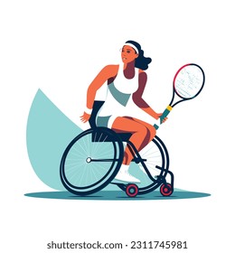 Woman in wheelchair playing tennis vector isolated