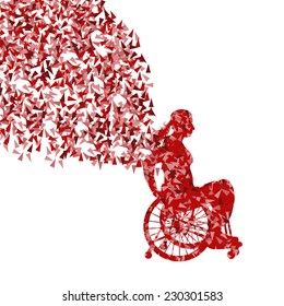 Woman in wheelchair vector background disabled people concept