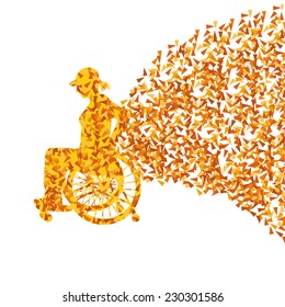Woman in wheelchair vector background disabled people concept