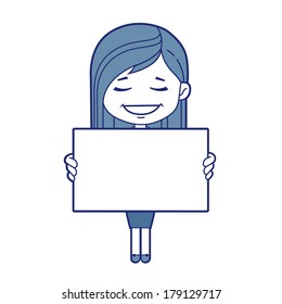 Woman with white board.