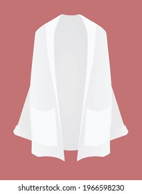 Woman white cardigan. vector illustration
