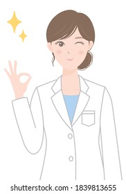 Woman in a white coat (OK pose)