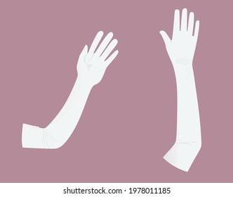 Woman white elegant gloves. vector