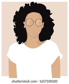 Woman in white top and dark green skirt. Fashion woman abstract illustration.	