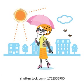 A woman who avoids UV rays.