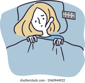 Woman who can't sleep Simple Illustration