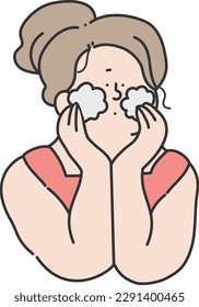 A woman who cares about her skin condition illustration set
