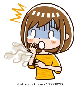 A woman who is concerned about bad breath.