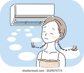A woman who cools in an air-conditioned room