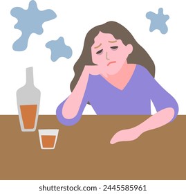 A woman who is depressed due to alcoholism