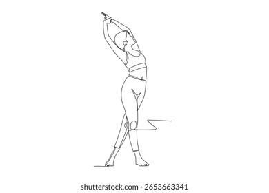 Woman who does yoga to relieve stress. Mental health retreats concept one-line drawing