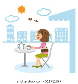 A woman who drinks coffee.