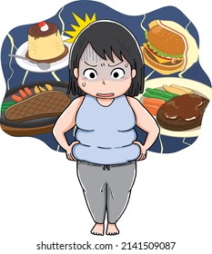 A Woman Who Eats Too Much And Is Fat And Shocked